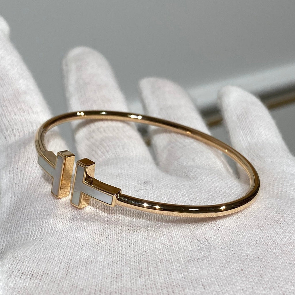 TIFFANY & CO. T BRACELET 1.8MM MOP PINK GOLD