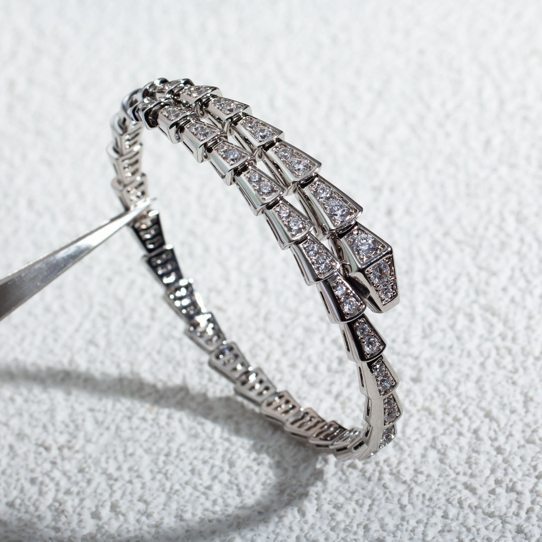 Bvlgari SERPENTI BRACELET 3.8MM SILVER DIAMOND