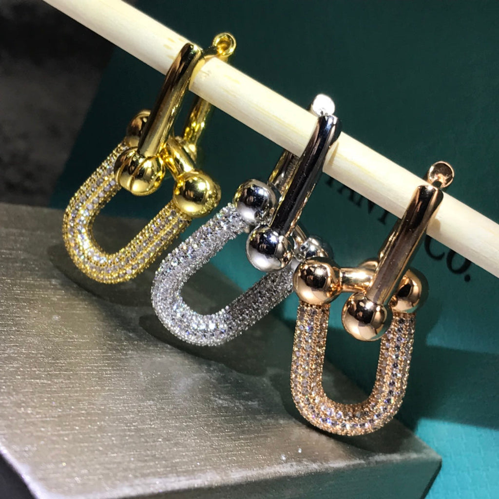 TIFFANY & CO. HARDWARE DROP EARRINGS DOUBLE LINK DIAMOND