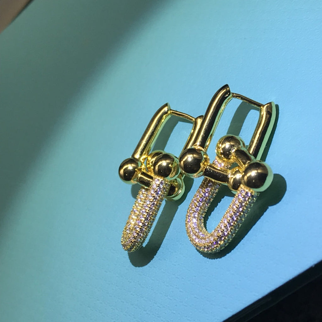 TIFFANY & CO. HARDWARE DROP EARRINGS DOUBLE LINK DIAMOND