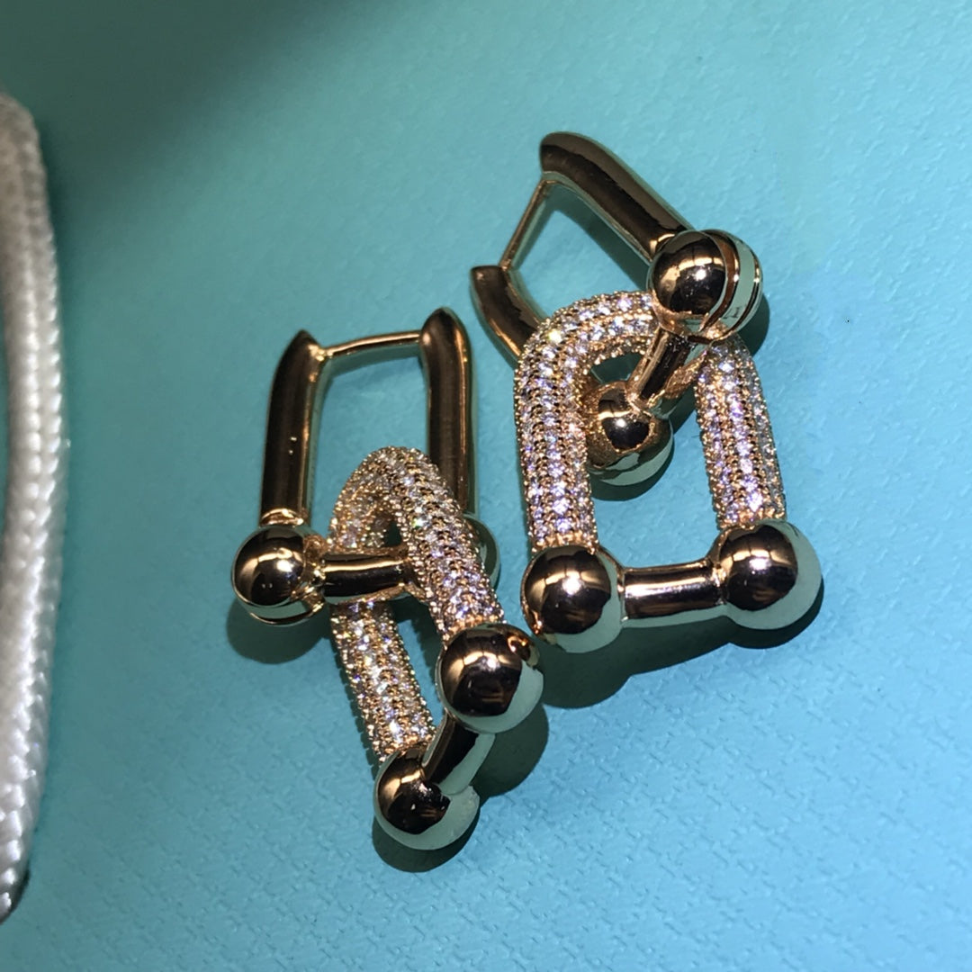 TIFFANY & CO. HARDWARE DROP EARRINGS DOUBLE LINK DIAMOND