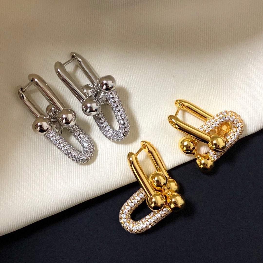 TIFFANY & CO. HARDWARE DROP EARRINGS DOUBLE LINK DIAMOND