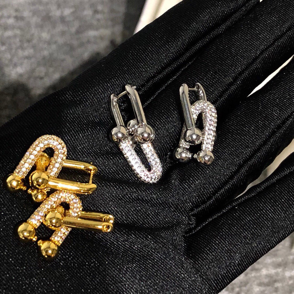 TIFFANY & CO. HARDWARE DROP EARRINGS DOUBLE LINK DIAMOND