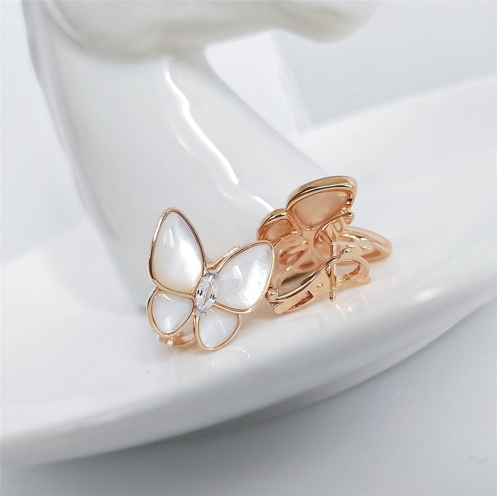 Van Cleef & Arpels BUTTERFLY MOP DIAMOND PINK GOLD EARRINGS
