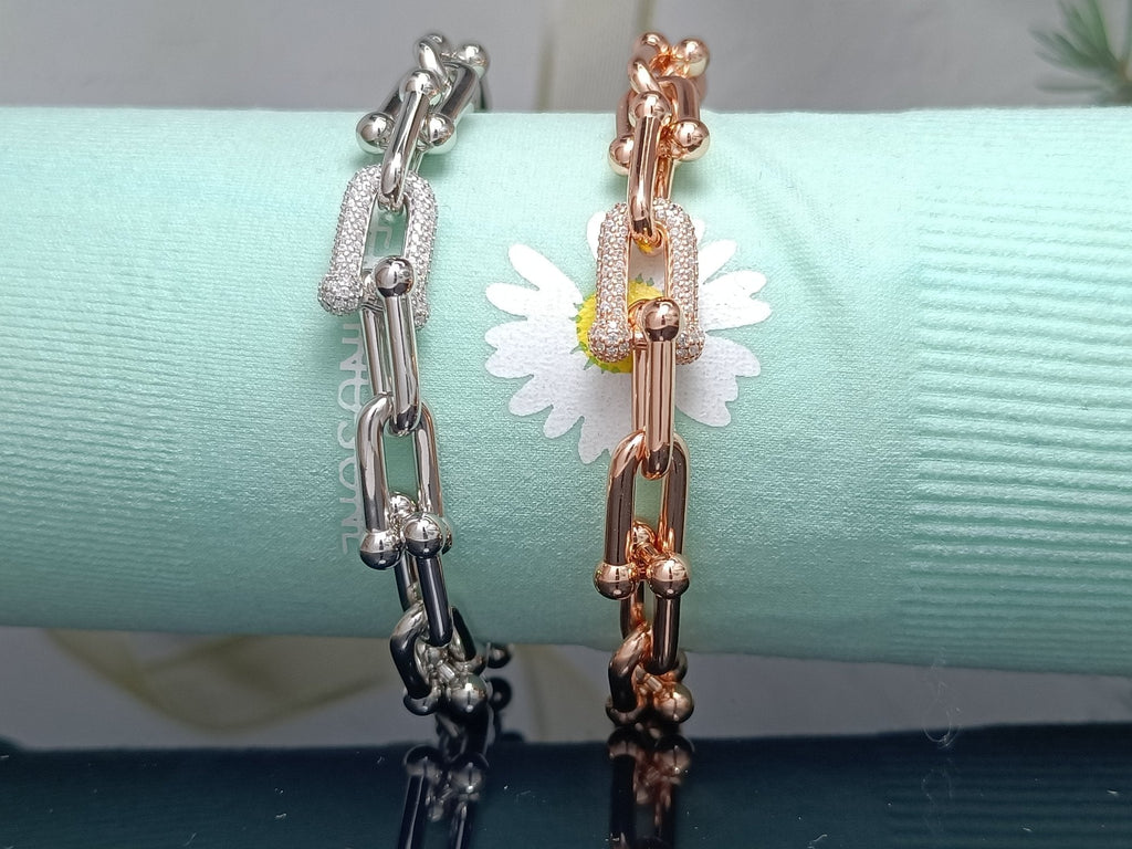TIFFANY & CO. HARDWEAR BRACELET PINK GOLD AND SILVER DIAMOND