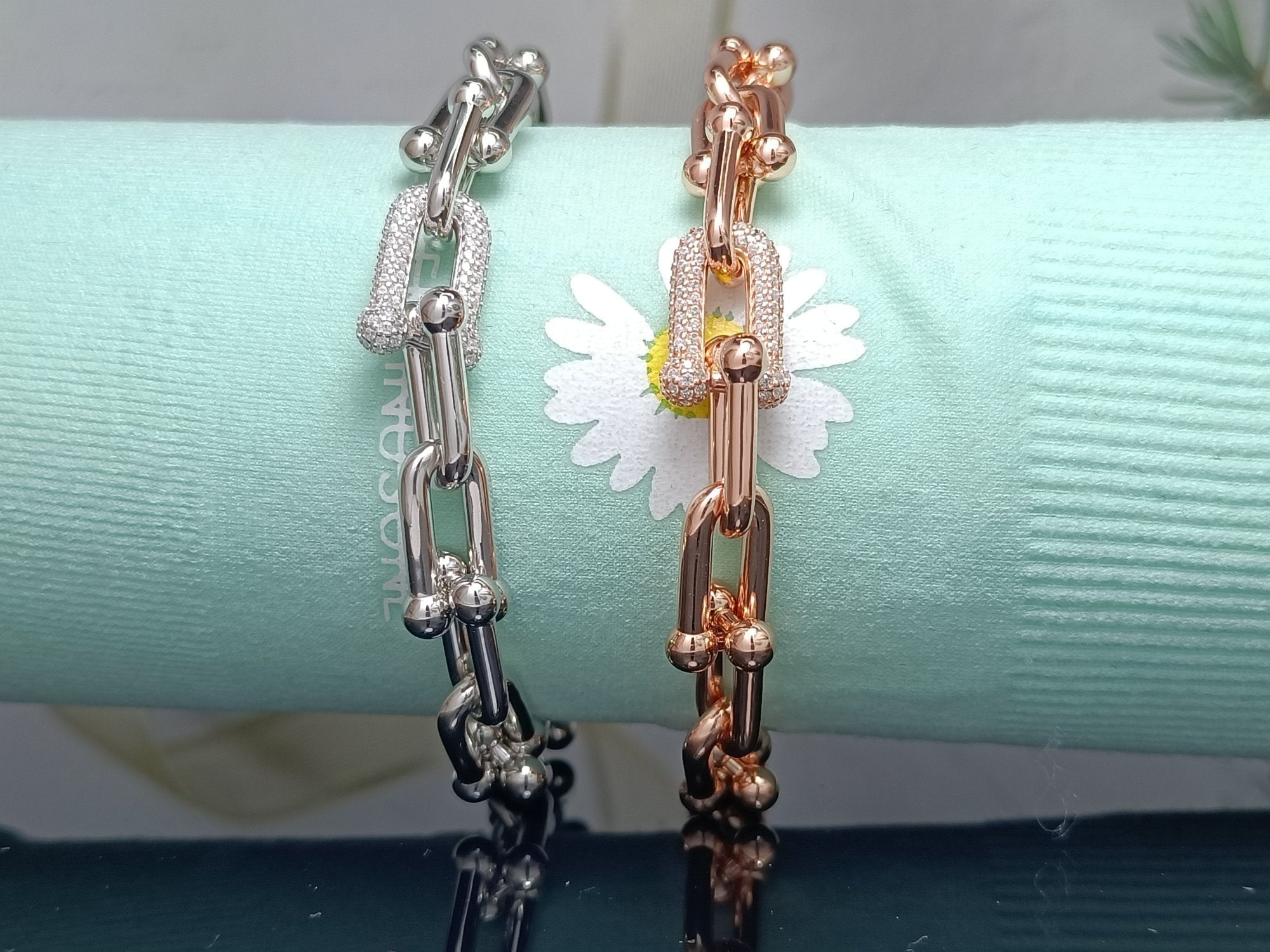 TIFFANY & CO. HARDWEAR BRACELET PINK GOLD AND SILVER DIAMOND