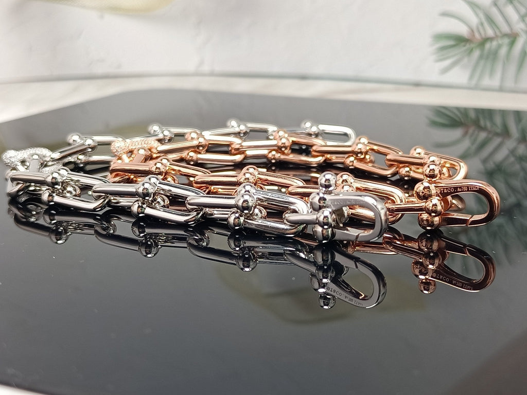 TIFFANY & CO. HARDWEAR BRACELET PINK GOLD AND SILVER DIAMOND