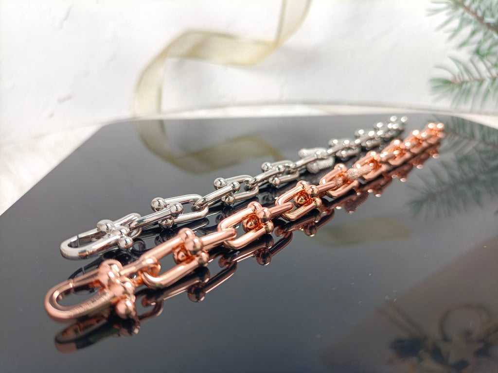 TIFFANY & CO. HARDWEAR BRACELET PINK GOLD AND SILVER DIAMOND