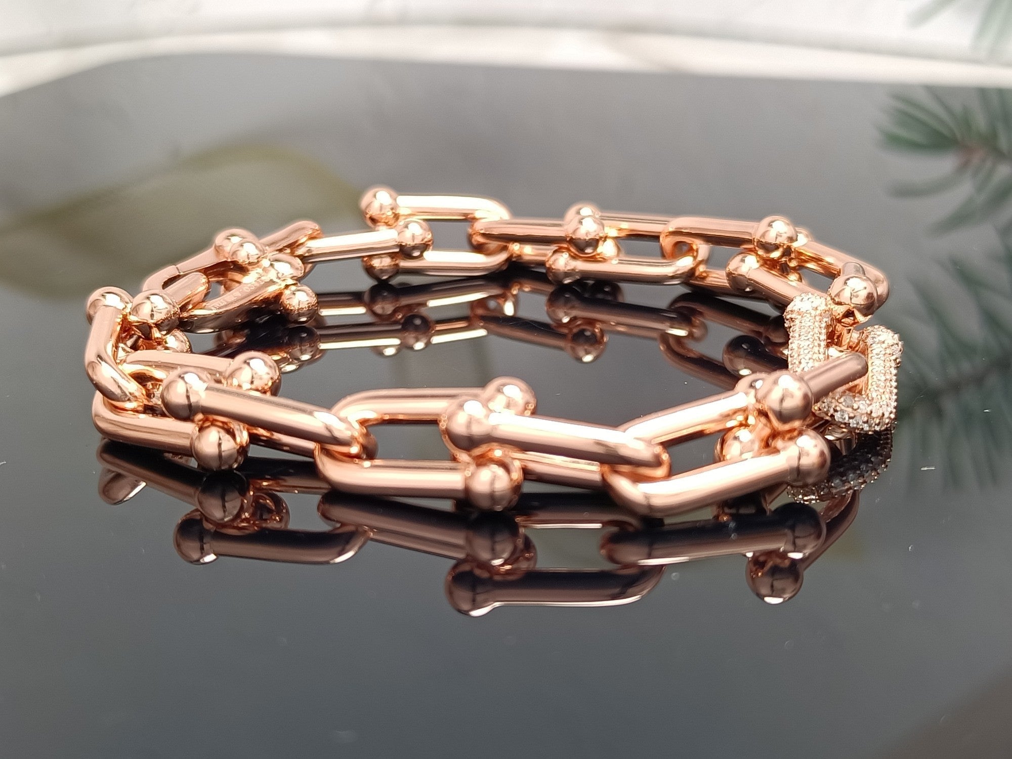 TIFFANY & CO. HARDWEAR BRACELET PINK GOLD AND SILVER DIAMOND
