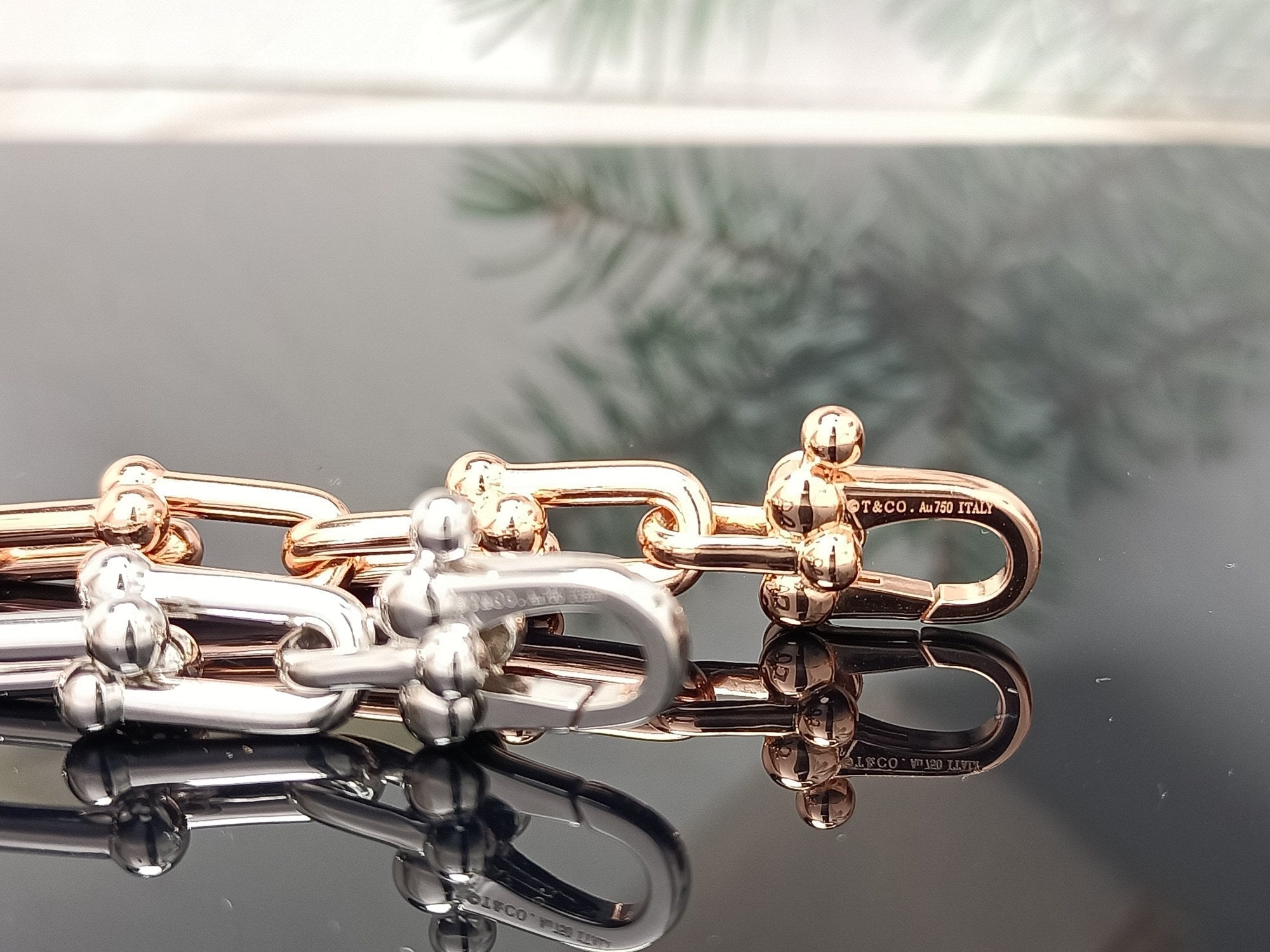 TIFFANY & CO. HARDWEAR BRACELET PINK GOLD AND SILVER DIAMOND