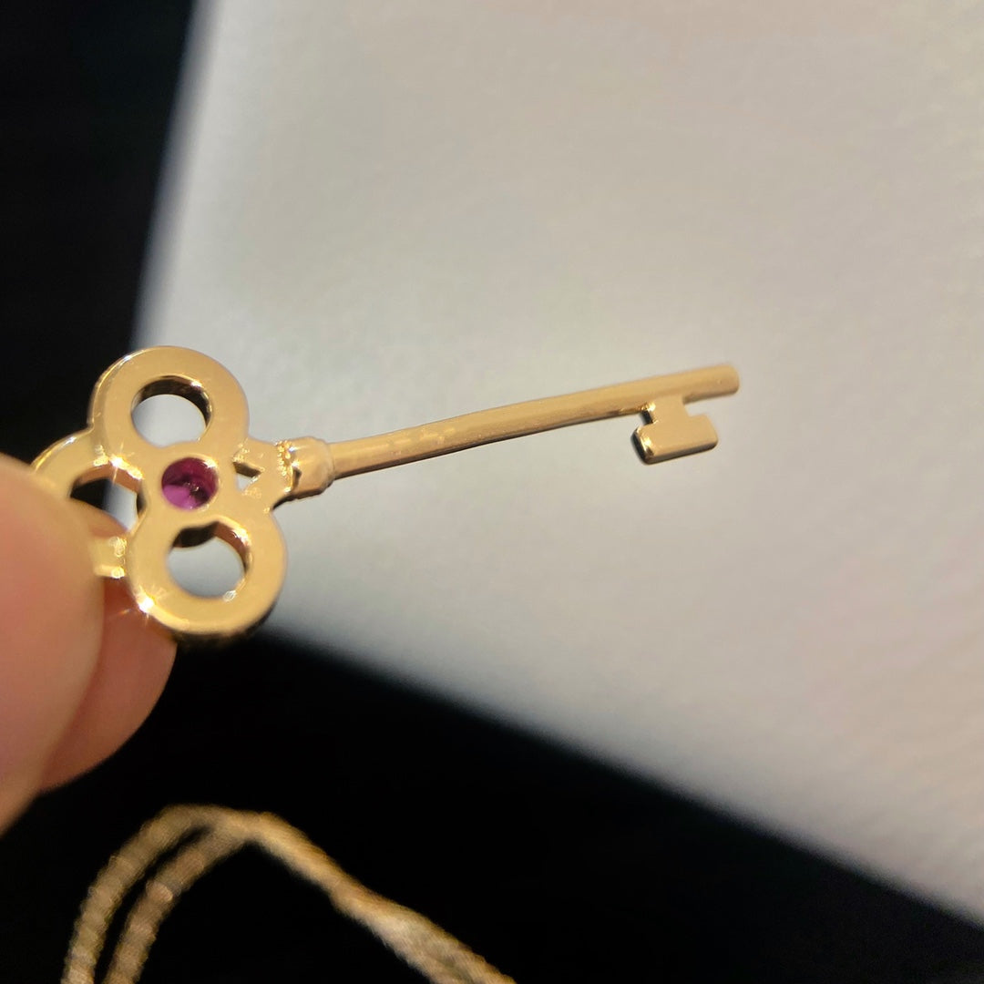 TIFFANY & CO. FLORET KEY PEDANT NECKLACE PINK DIAMOND