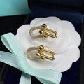 TIFFANY & CO. HARDWEAR LINK DIAMOND GOLD EARRINGS