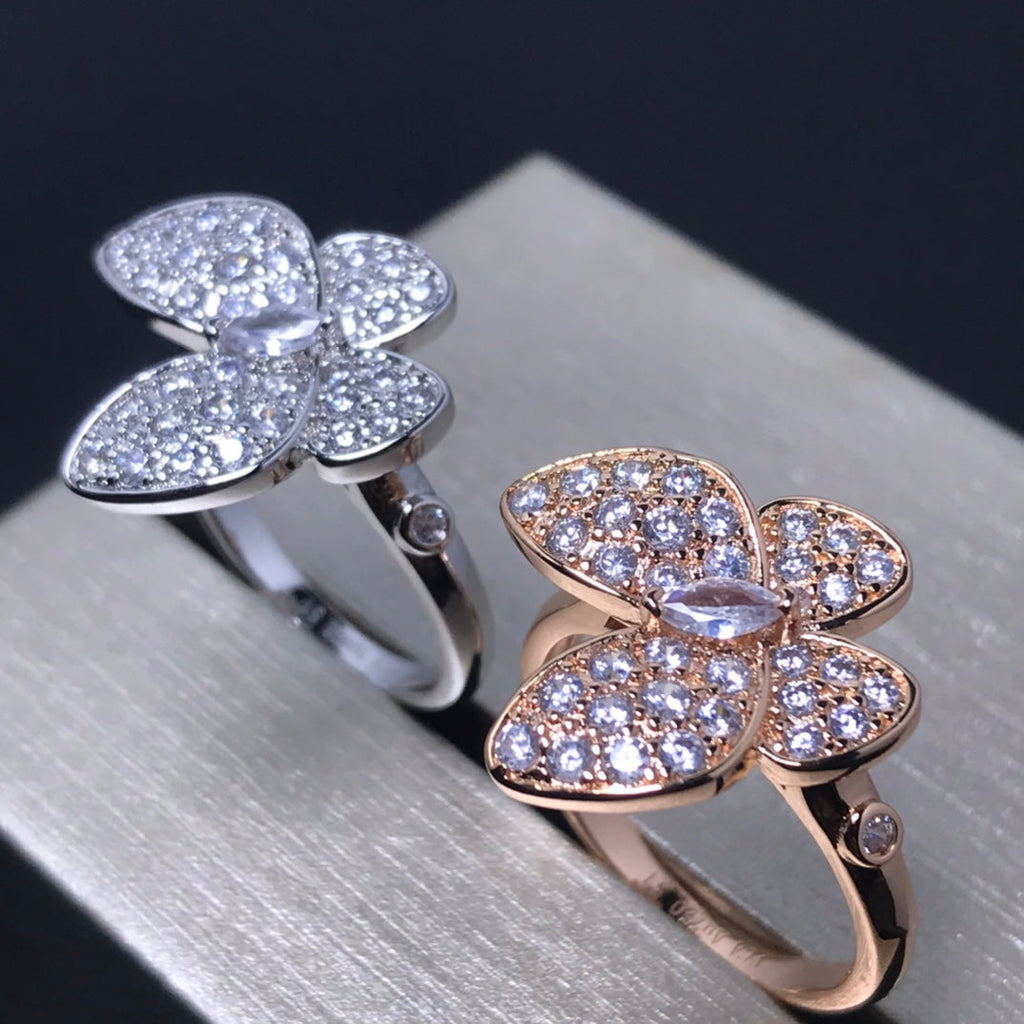 Van Cleef & Arpels BUTTERFLY PINK GOLD DIAMOND RING