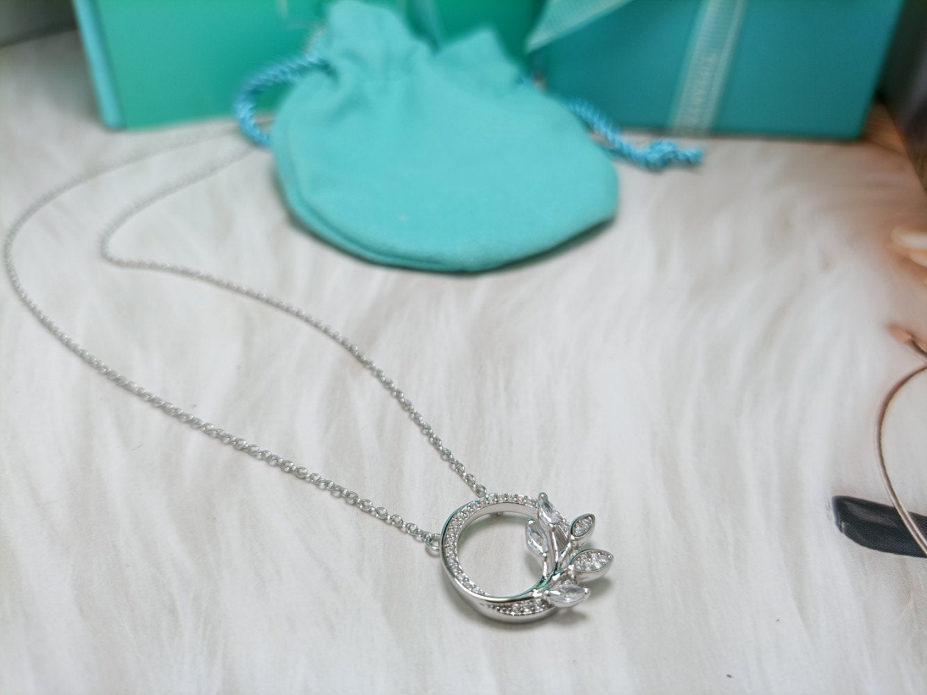 TIFFANY & CO. DIAMOND VINE CIRCLE PENDANT PLATINUM NECKLACE