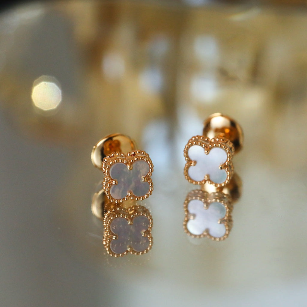 Van Cleef & Arpels CLOVER MINI PINK GOLD MOP EARRINGS