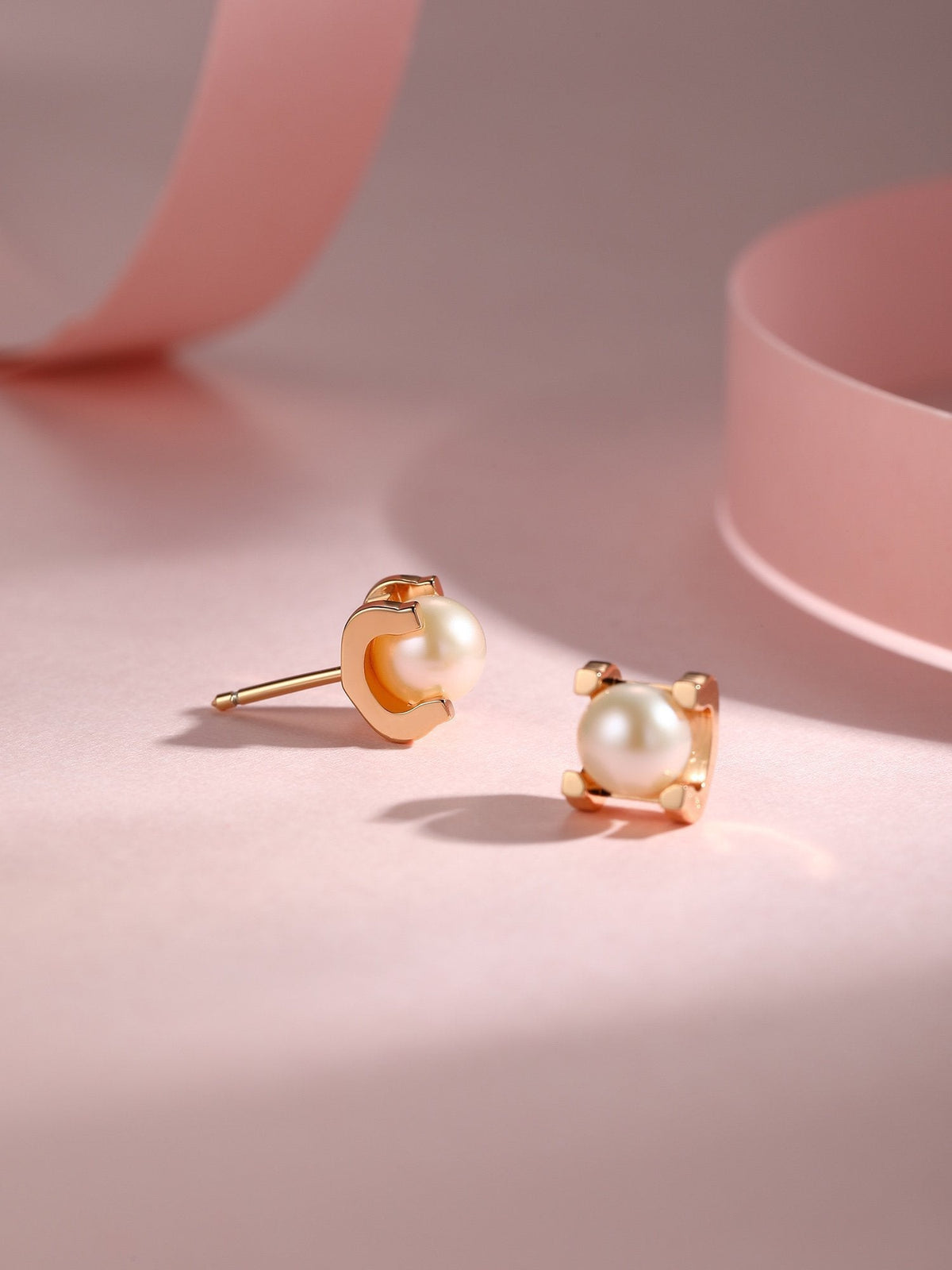 CARTIER AKOYA PEARLS 6MM PINK GOLD STUD EARRINGS