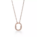 TIFFANY & CO. LOCK NECKLACE MEDIUM PENDANT PINK GOLD PAVED DIAMONDS