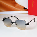 CARTIER C DE RIMLESS SQUARE FRAME SUNGLASSES CT0625S IN METAL