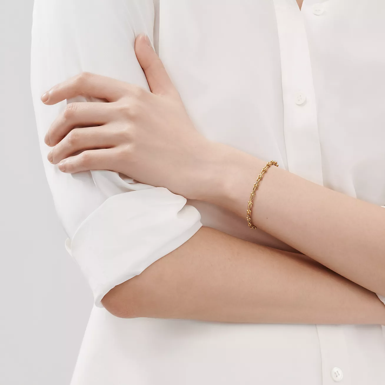 TIFFANY & CO. HARDWEAR MICRO LINK 44 MOTIF GOLD BRACELET