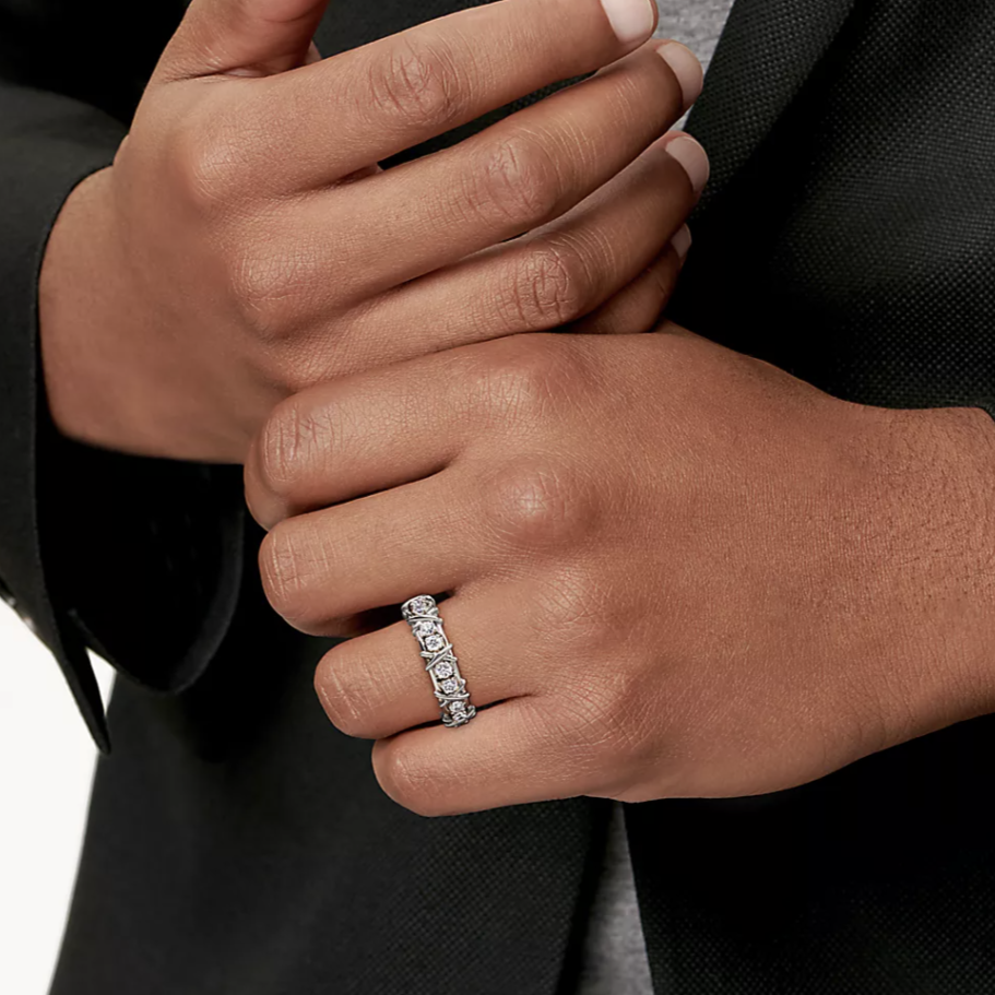TIFFANY & CO. SIXTEEN STONE SILVER RING