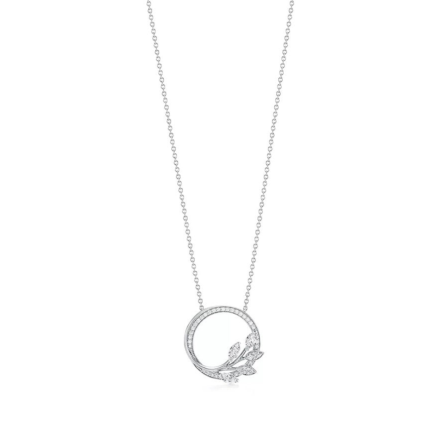 TIFFANY & CO. DIAMOND VINE CIRCLE PENDANT PLATINUM NECKLACE