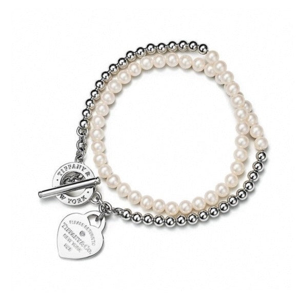 TIFFANY & CO. RETURN TO TIF HEART TAF BEAD PEARL BRACELET
