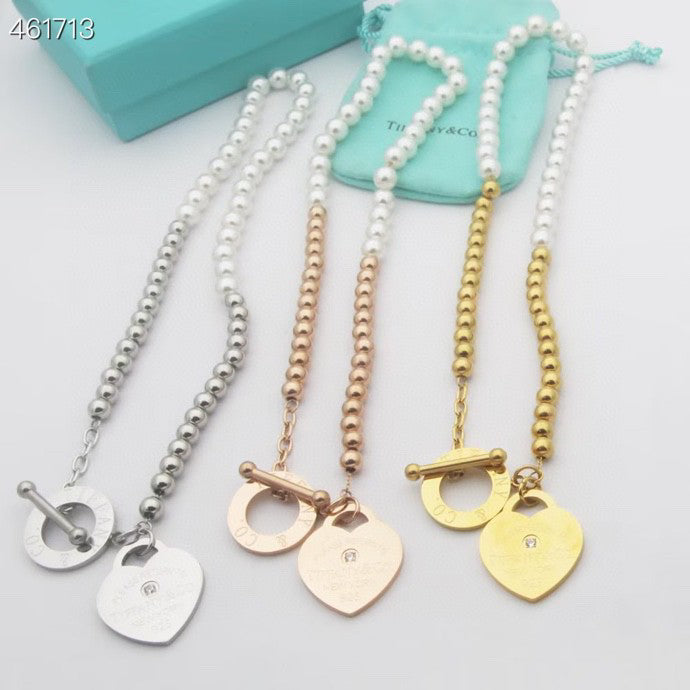 TIFFANY & CO. RETURN TO TIF HEART TAF BEAD PEARL BRACELET