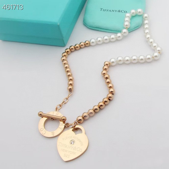 TIFFANY & CO. RETURN TO TIF HEART TAF BEAD PEARL BRACELET