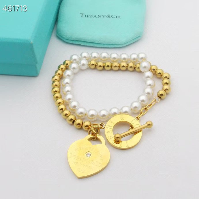 TIFFANY & CO. RETURN TO TIF HEART TAF BEAD PEARL BRACELET