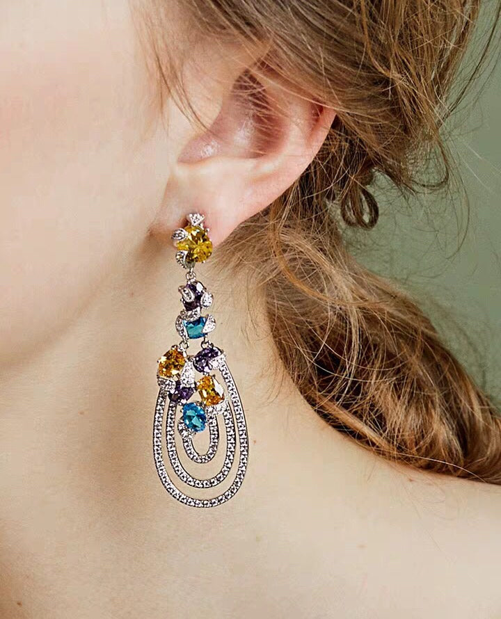 GRAFF MULTICOLOR DIAMOND DROP EARRINGS