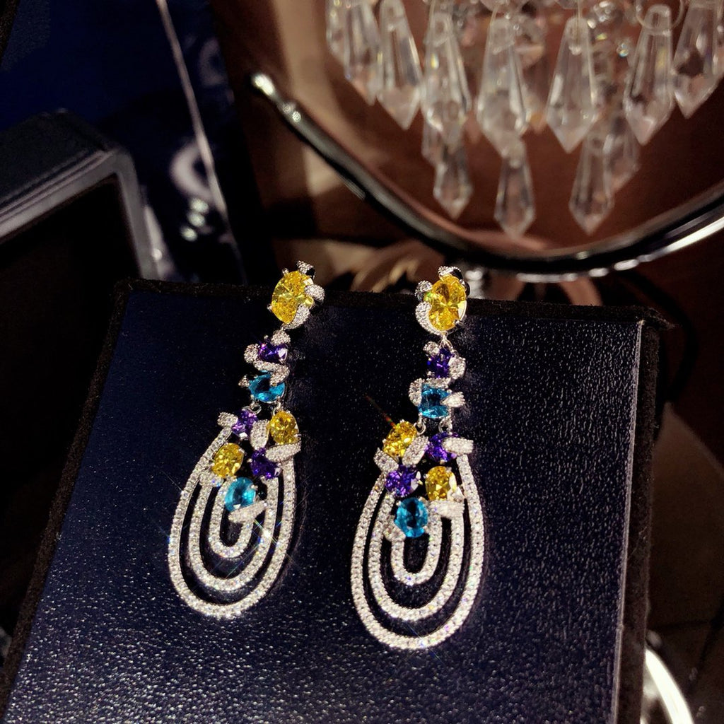 GRAFF MULTICOLOR DIAMOND DROP EARRINGS