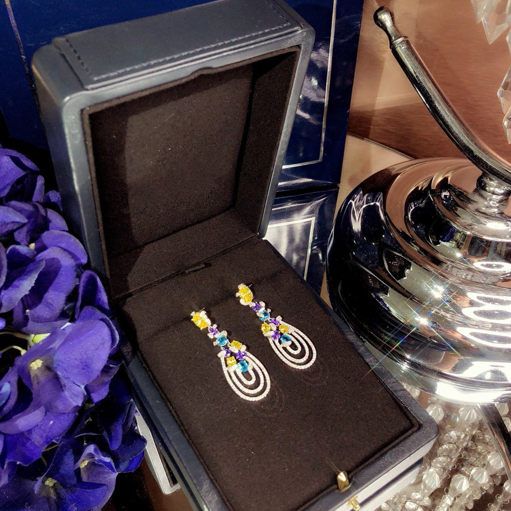 GRAFF MULTICOLOR DIAMOND DROP EARRINGS