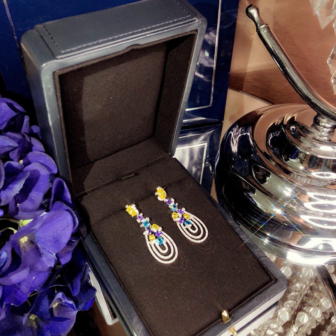 GRAFF MULTICOLOR DIAMOND DROP EARRINGS