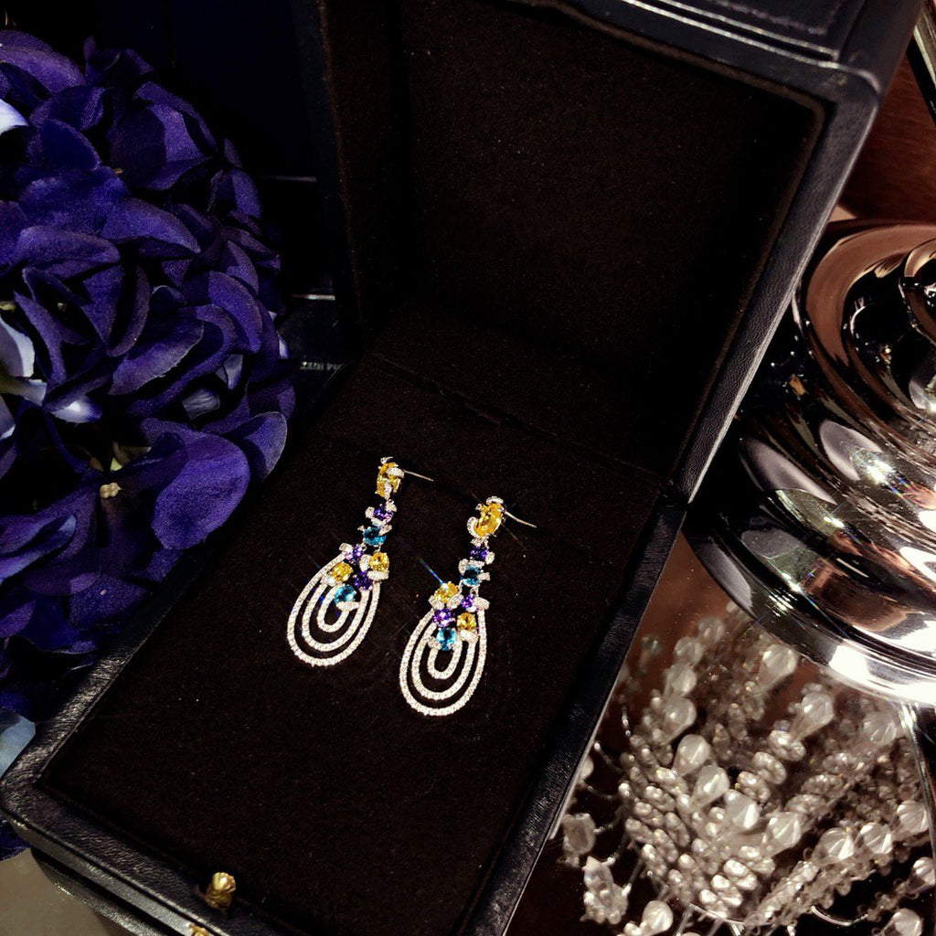 GRAFF MULTICOLOR DIAMOND DROP EARRINGS