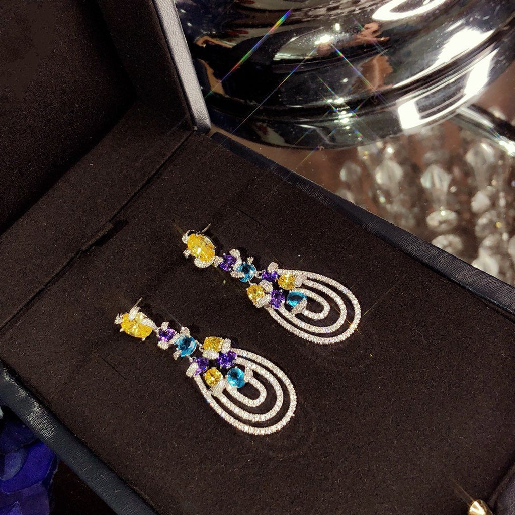 GRAFF MULTICOLOR DIAMOND DROP EARRINGS