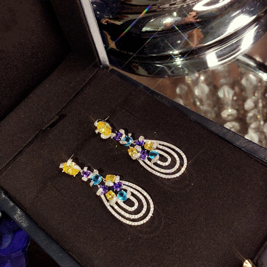GRAFF MULTICOLOR DIAMOND DROP EARRINGS