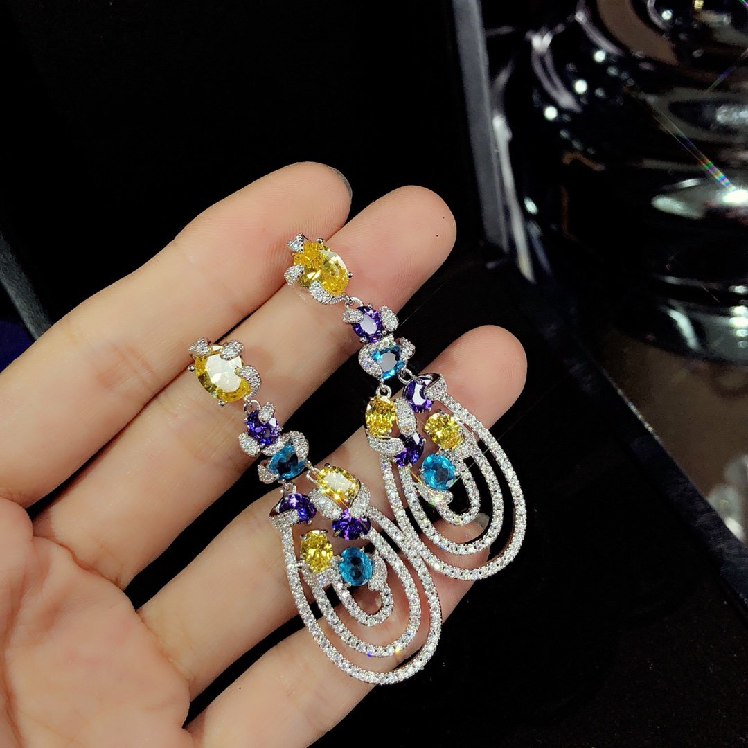 GRAFF MULTICOLOR DIAMOND DROP EARRINGS