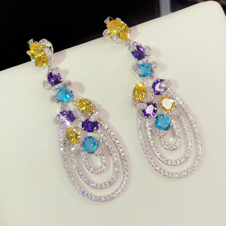 GRAFF MULTICOLOR DIAMOND DROP EARRINGS