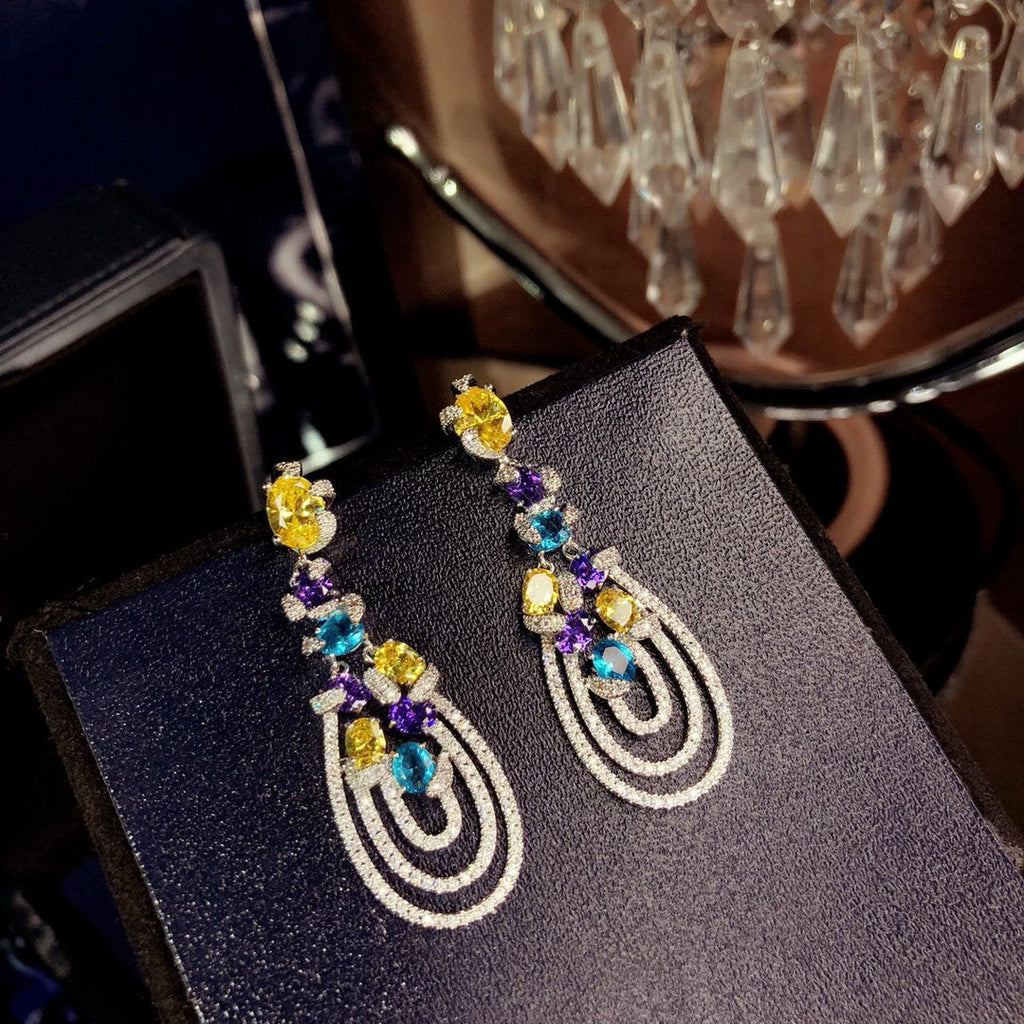 GRAFF MULTICOLOR DIAMOND DROP EARRINGS