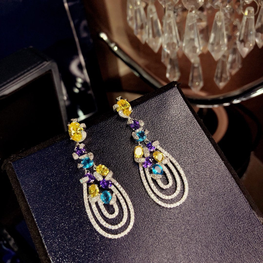 GRAFF MULTICOLOR DIAMOND DROP EARRINGS