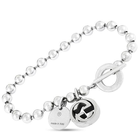 GUCCI BOULE PLATED SILVER CHARM BRACELET