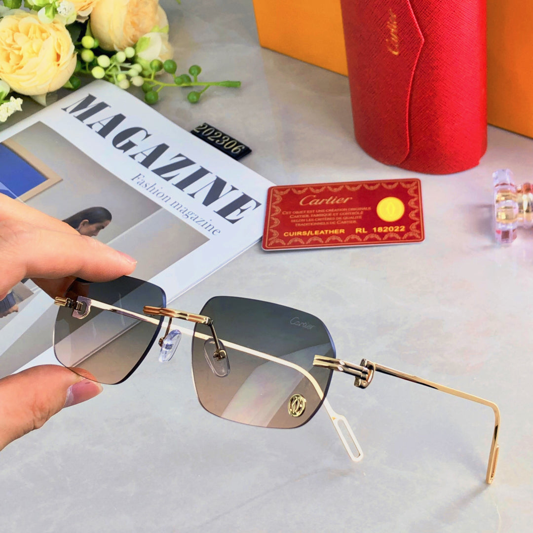 CARTIER C DE RECTANGULAR SUNGLASSES  578002 IN METAL
