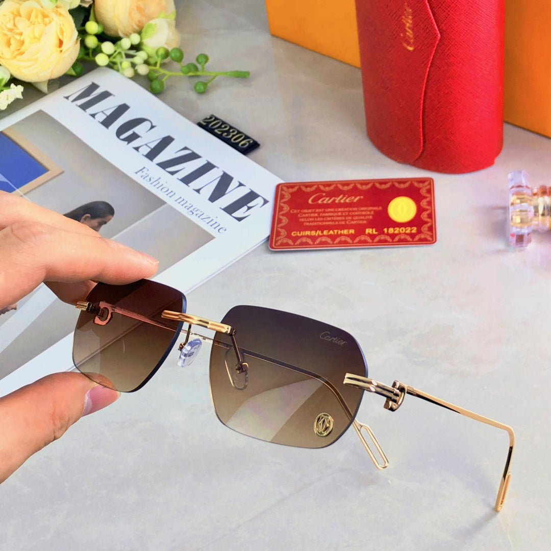 CARTIER C DE RECTANGULAR SUNGLASSES  578002 IN METAL