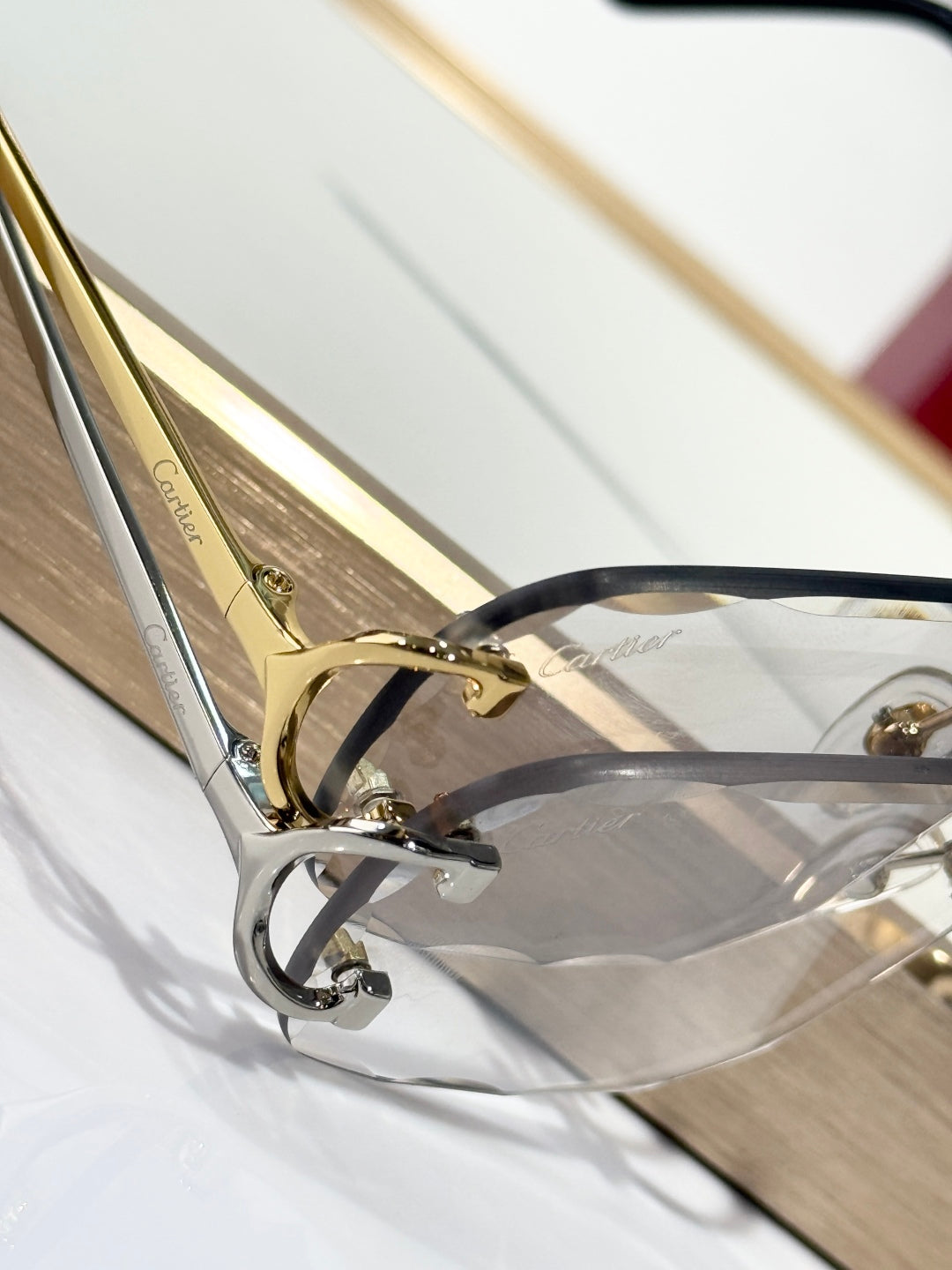 CARTIER PHOTOCHROMIC LENSES C DE SQUARE FRAME SUNGLASSES CT0093O IN METAL