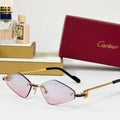 CARTIER C DE RIMLESS ANGULAR FRAME SUNGLASSES CT0695 IN METAL
