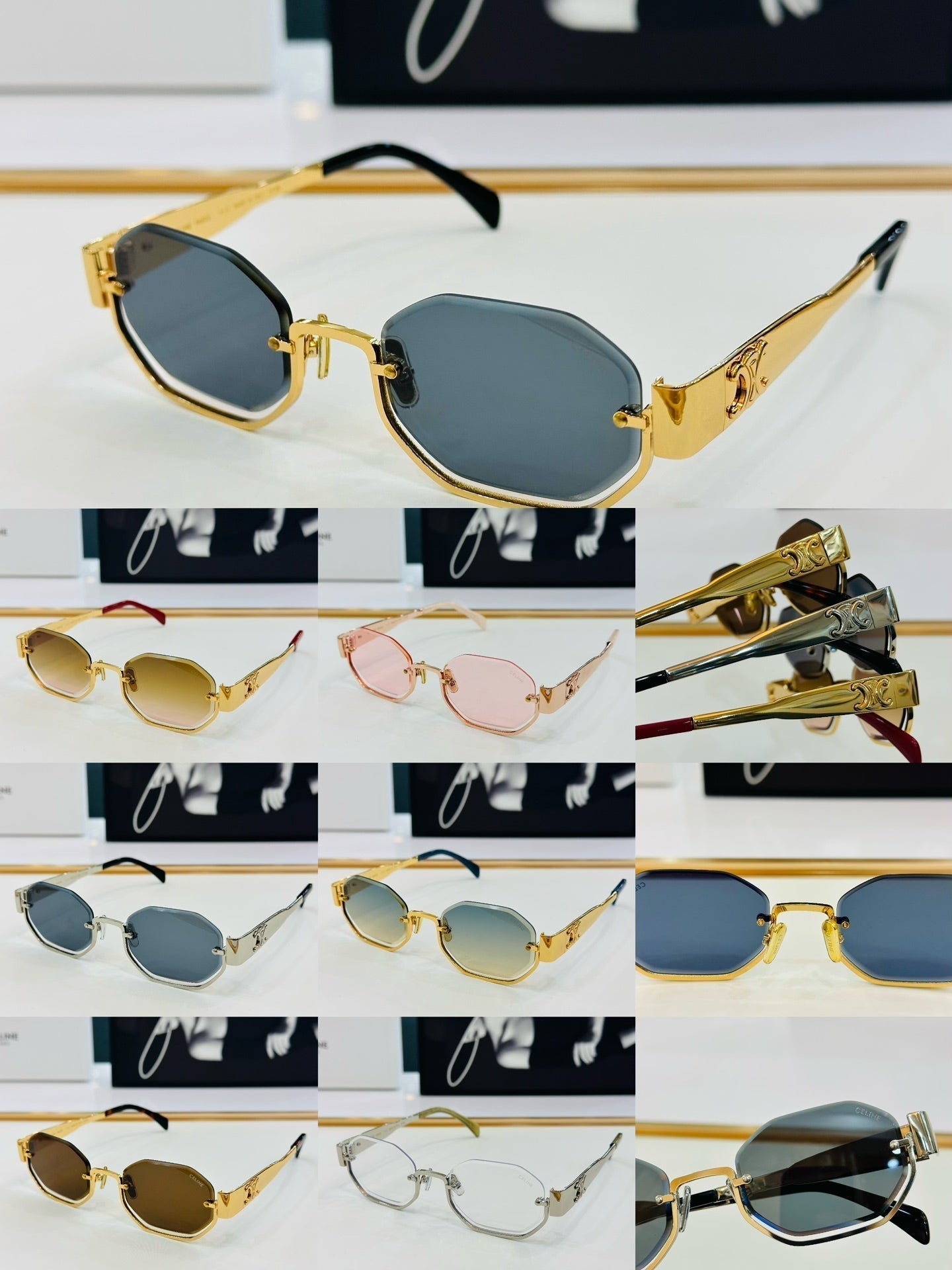 CELINE TRIOMPHE SEMI-RIMLESS SUNGLASS CL42118 IN METAL