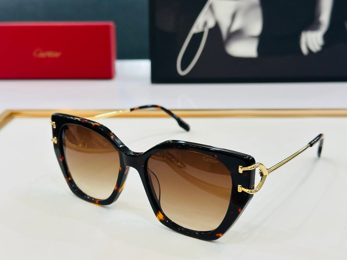CARTIER C DE BUTTERFLY FRAME SUNGLASSES 530154 IN METAL AND ACETATE