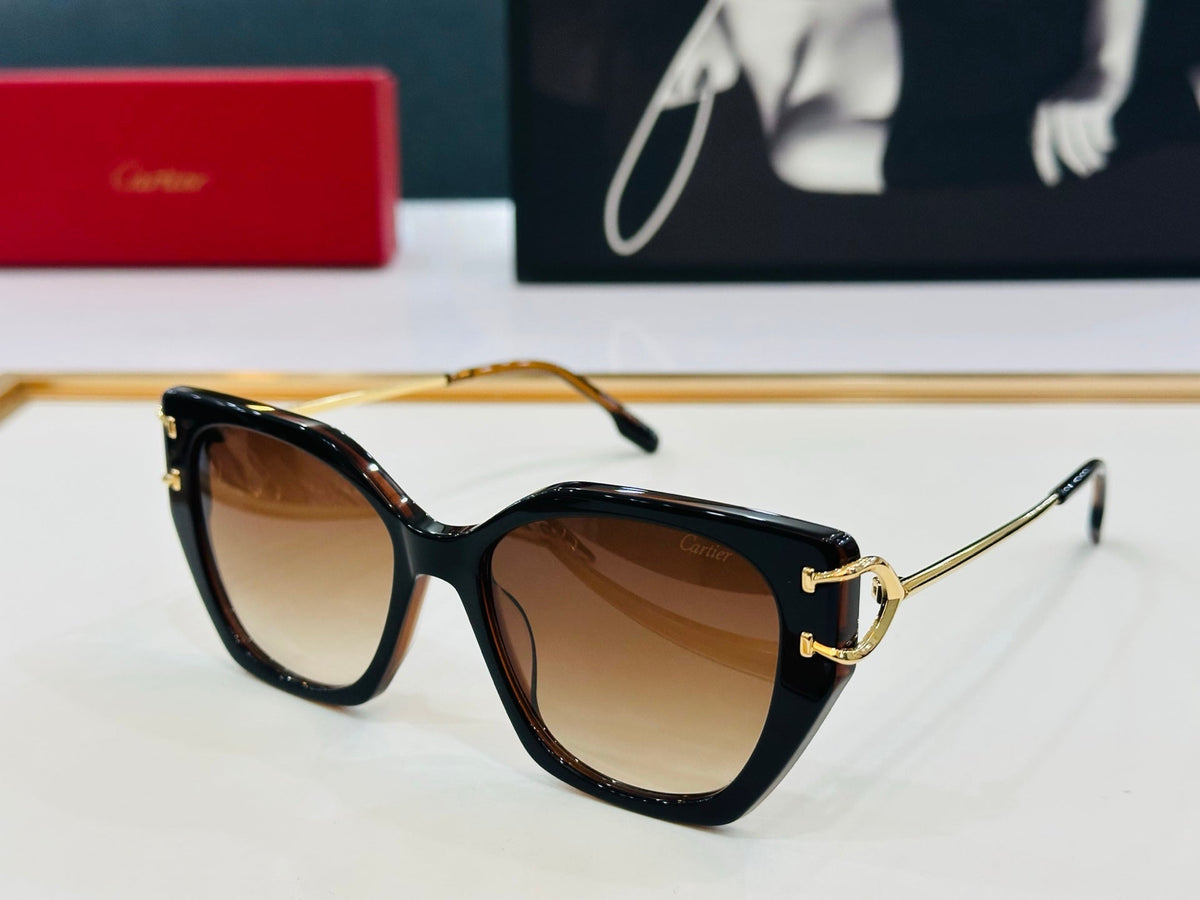 CARTIER C DE BUTTERFLY FRAME SUNGLASSES 530154 IN METAL AND ACETATE