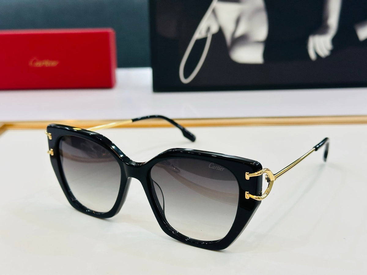 CARTIER C DE BUTTERFLY FRAME SUNGLASSES 530154 IN METAL AND ACETATE