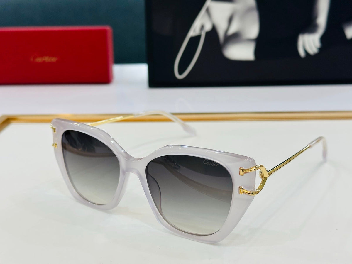 CARTIER C DE BUTTERFLY FRAME SUNGLASSES 530154 IN METAL AND ACETATE